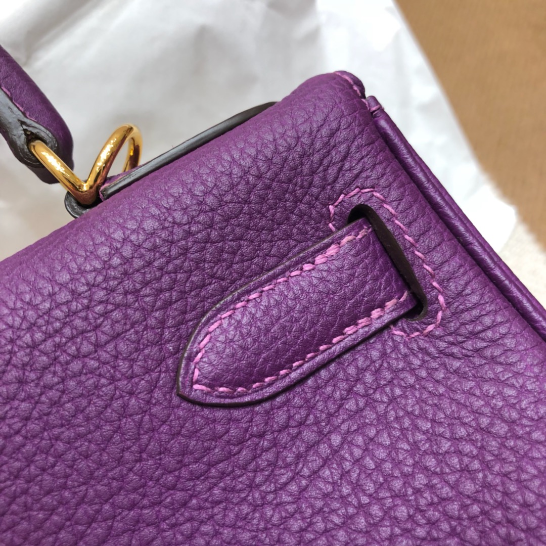 Hermes Kelly 28cm Handbag Shoulder Bag in Purple Togo Leather